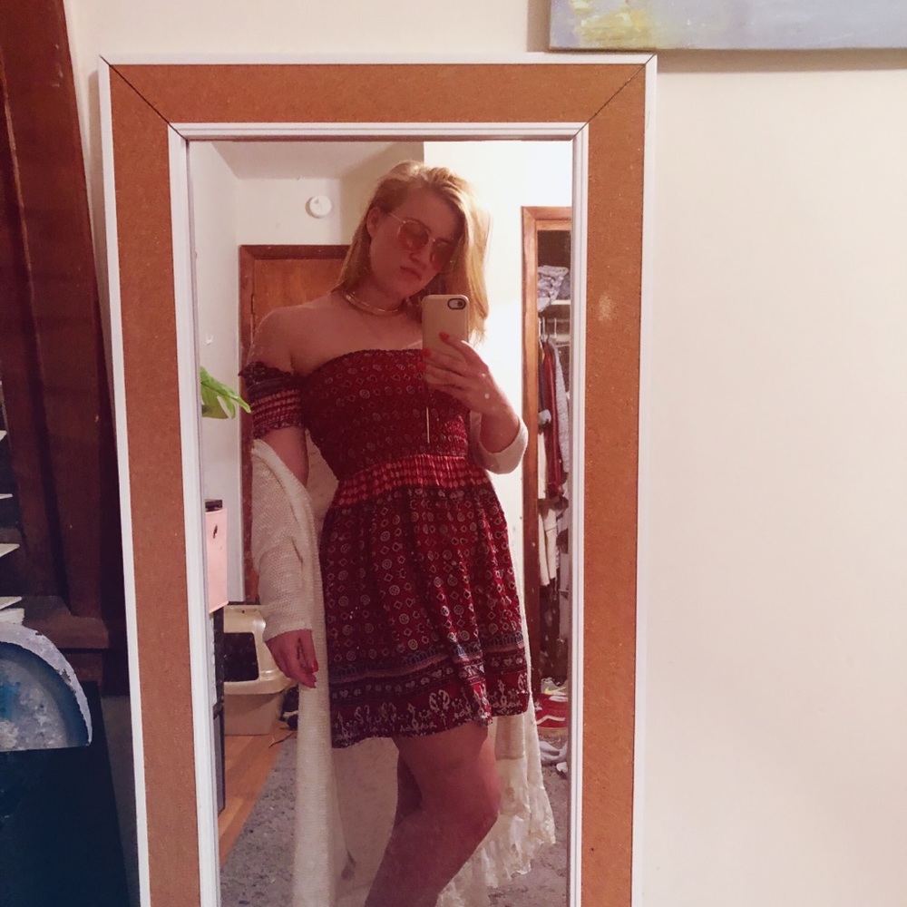 Off the shoulder patterned dress